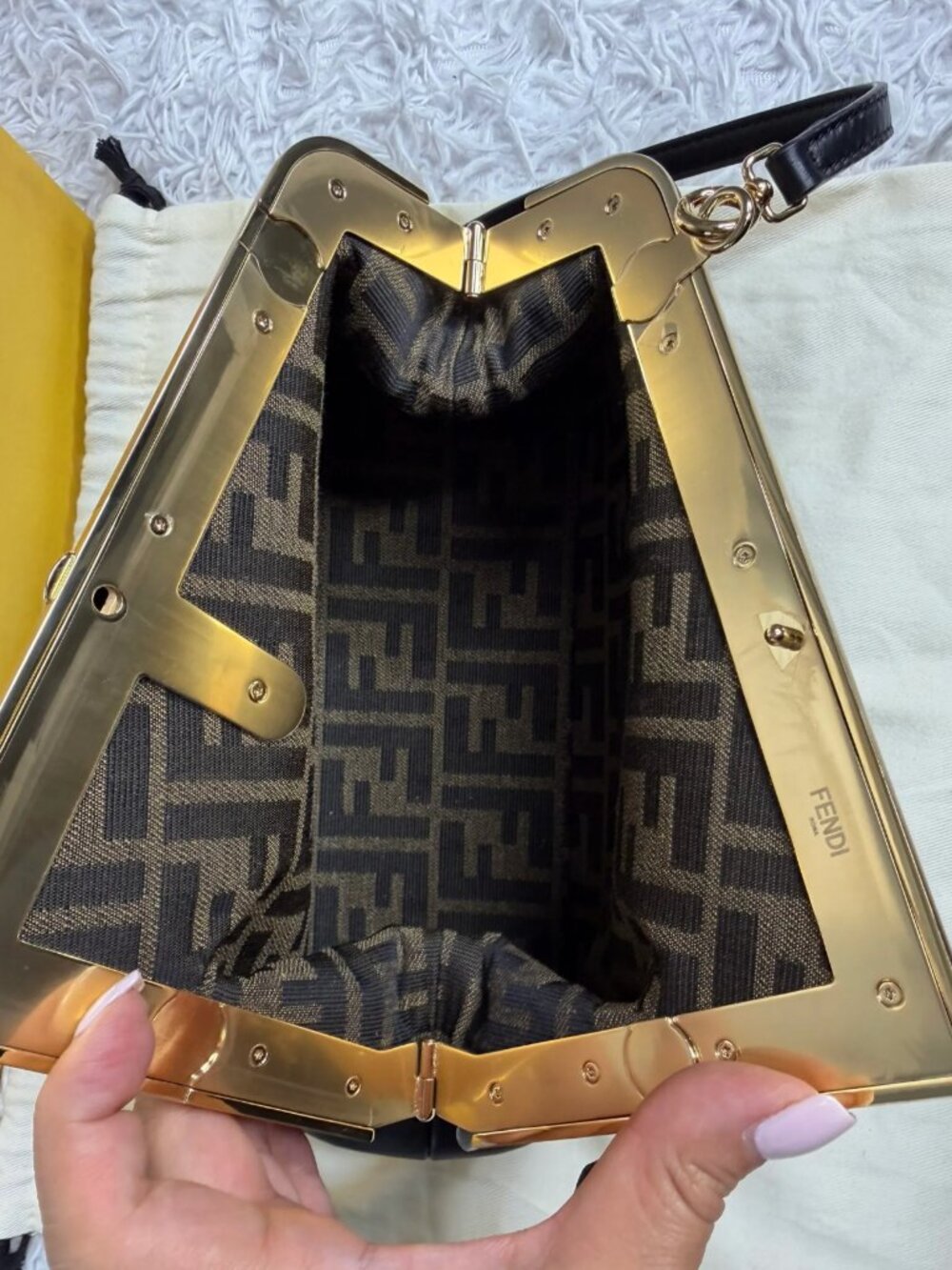 FENDI Shiny Nappa Small Fendi First in Black - Picture 2 of 9